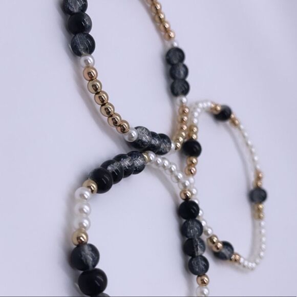 Wool + Pepper Co. Black Glass Bracelet Stack (3) - Picture 5 of 5